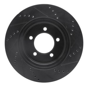Ford Explorer Brake Rotor (1) - Front Left - R1 Concepts - Drilled & Slotted - Black - `06-`10